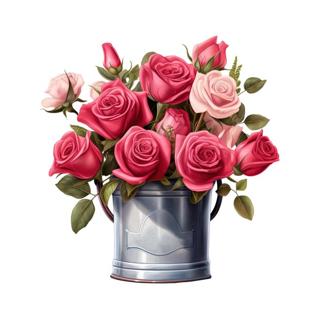 Bucket Full of Roses AI Generated Image