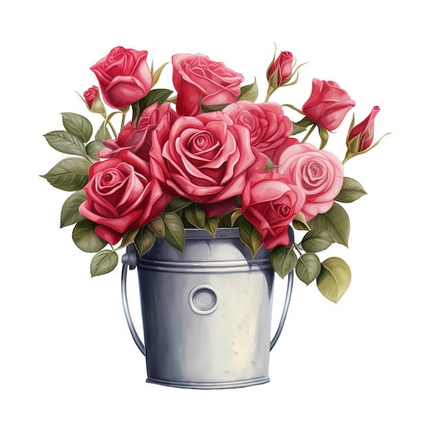 Bucket Full of Roses AI Generated Image