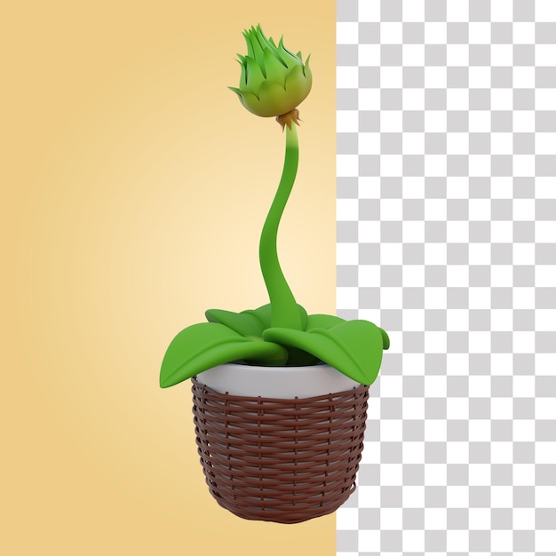 PSD bud kuncup pot 3d icon