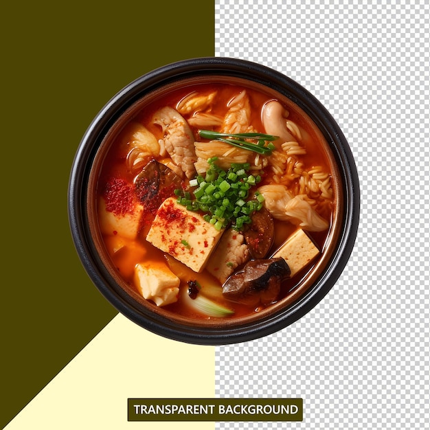 PSD budae jjigae from korea served hot and delicious with transparent background png food