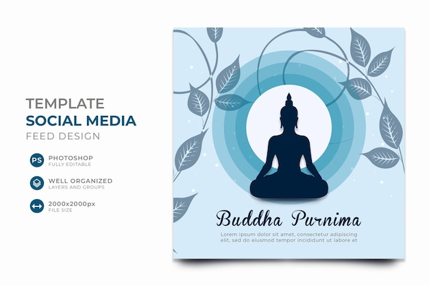 Budda Purnima Szablon Banera Społecznościowego Dla Postu Na Instagramie