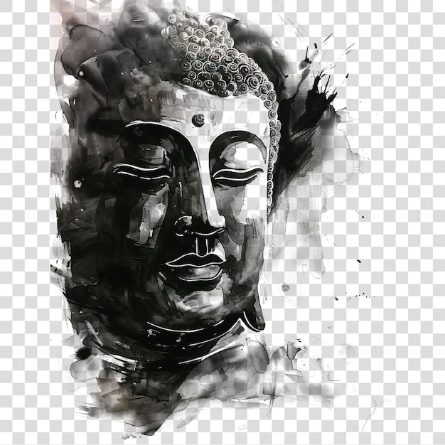 PSD buddha portrait isolated on transparent background png