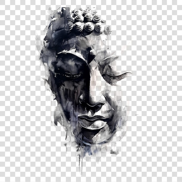 PSD buddha portrait isolated on transparent background png