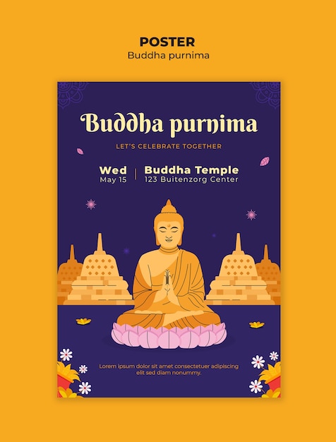 PSD buddha purnima sjabloonontwerp