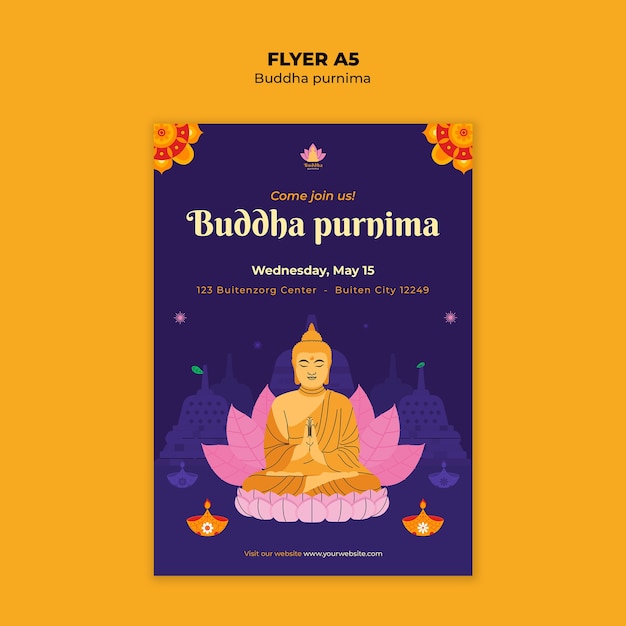 PSD disegno del modello di buddha purnima