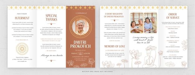 PSD buddhist funeral card template in psd orange theme