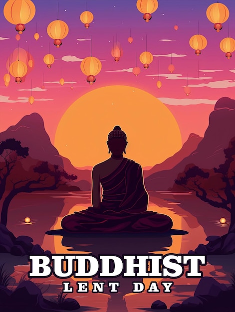 PSD buddhist lent day greeting poster