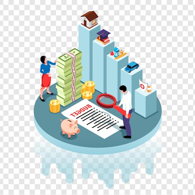 budgeting and financial planning concept isolated on transparent background
