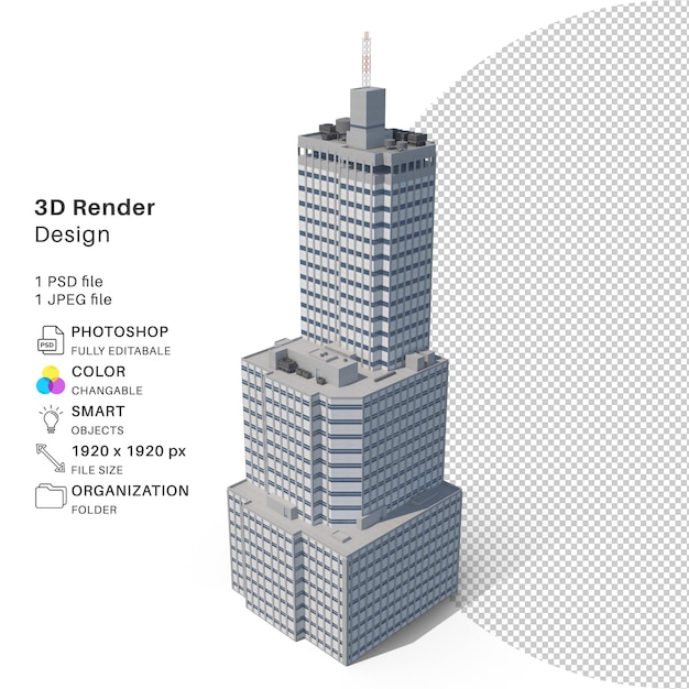 Budynek mieszkalny 3D Modelowanie pliku PSD Realistyczny budynek
