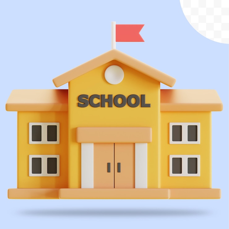 PSD budynek szkoły kreskówek 3d