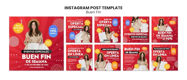 PSD post di instagram dell'evento buen fin