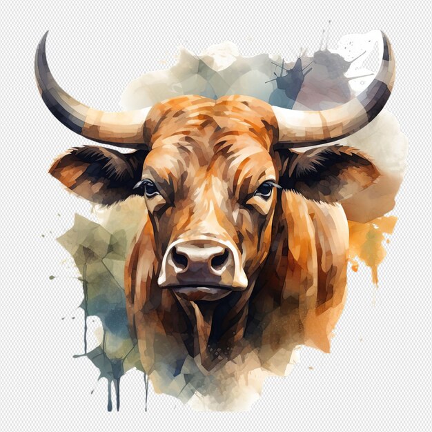 PSD buffel geschilderd met waterverf