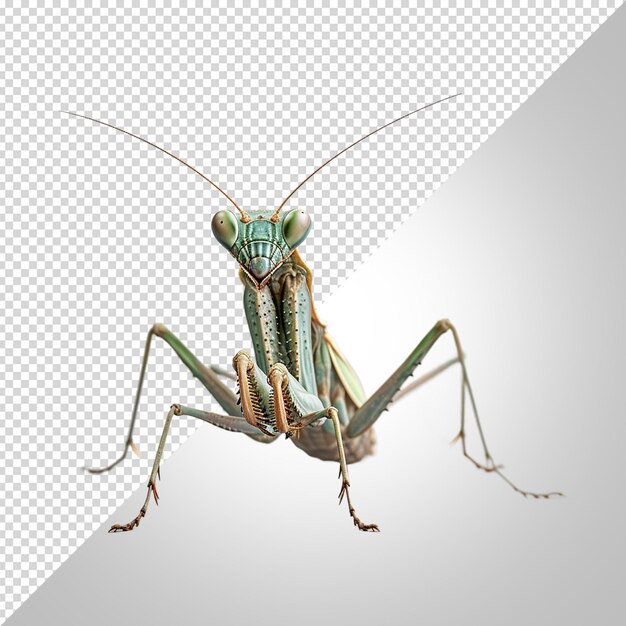 A bug with a green face and a white background