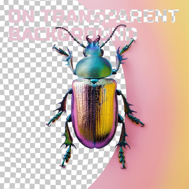 PSD a bug with a pink background and the words  on the back  on the back