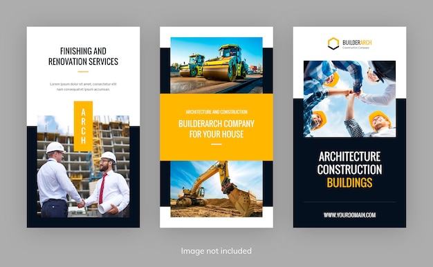 PSD builder construction and architecture instagram story templates