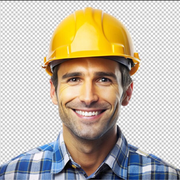 PSD the builder in a construction vest and orange helmet standing on white wall safety specialist engineer