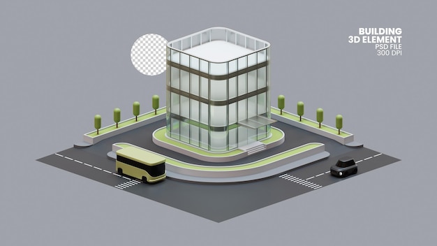 PSD building 3d render illustration element 02