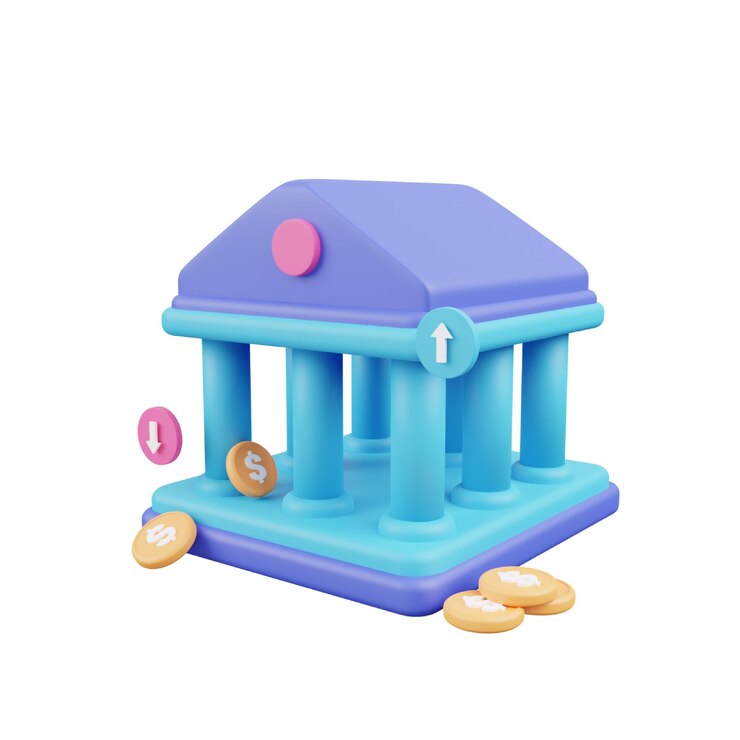 PSD 금융에 대 한 건물 은행 3d 아이콘
