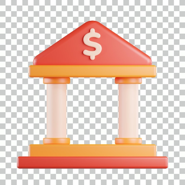 PSD building bank 3d icon