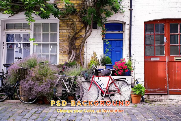 Building facade and bicycle nice view in amsterdam holland