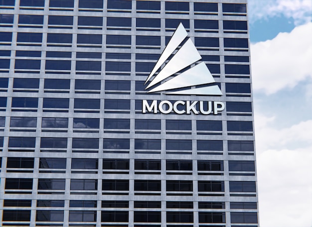 Facciata dell'edificio con logo mockup