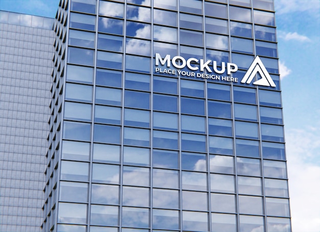 PSD facciata dell'edificio con logo mockup