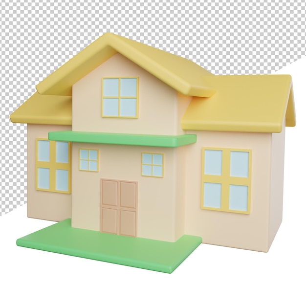 building home place side view 3d icon rendering illustration on transparent background