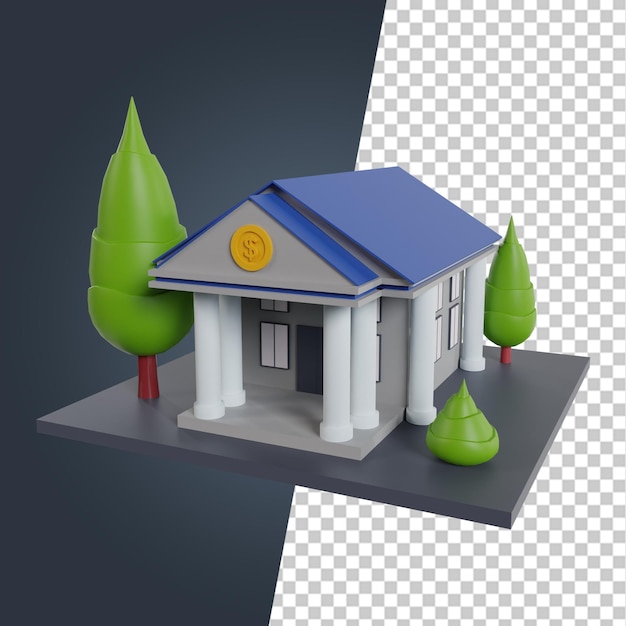 Building landmark 3d render clipart