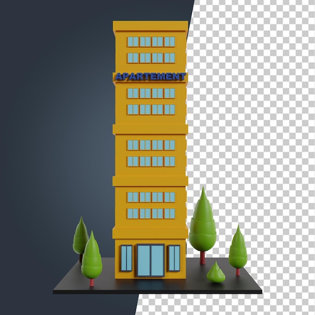 PSD edificio punto di riferimento 3d rendering clipart