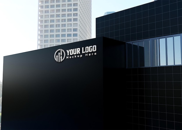 PSD building logo mockup black building logo mockup