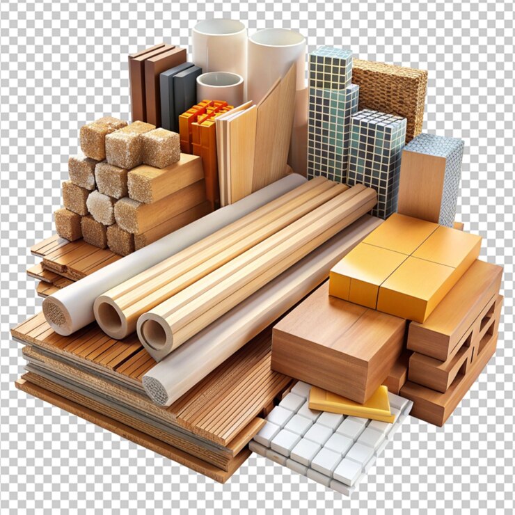PSD building materials on transparent background