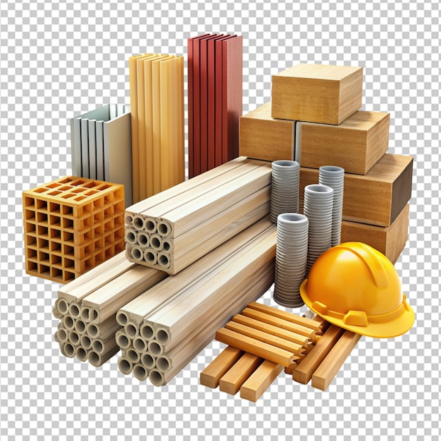 PSD building materials on transparent background