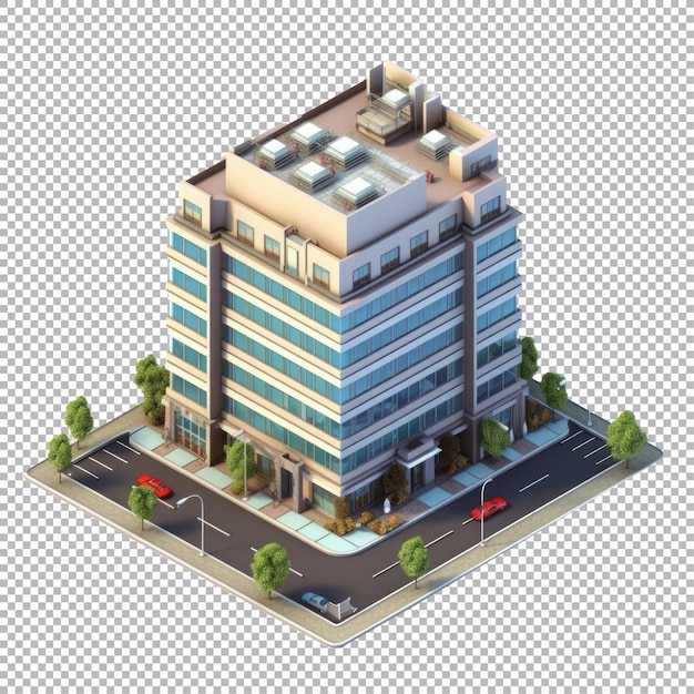 PSD building model isolated on a transparent background