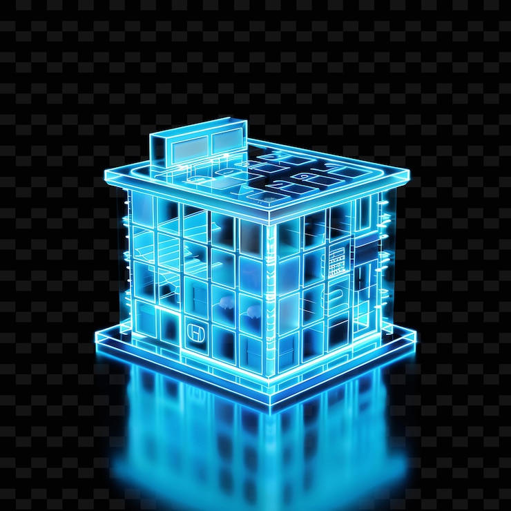 PSD a building with a blue light on it