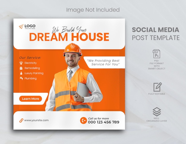 Building your own house social media post and web banner template