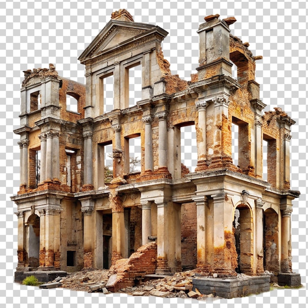 PSD a buildings ruins on transparent background