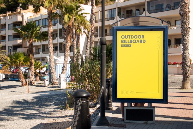 PSD buiten billboard dicht bij het strand