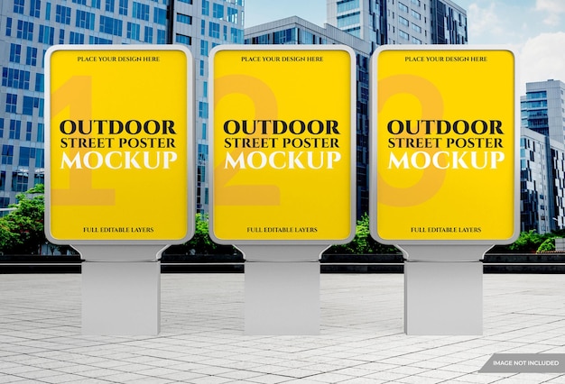 Buiten stadslicht reclame poster mockup