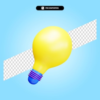 La lampadina 3d rende l'illustrazione isolata