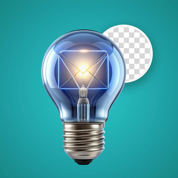 PSD bulb and msg icon isolated on transparent background