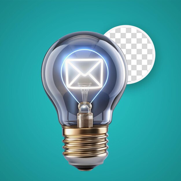 PSD bulb and msg icon isolated on transparent background