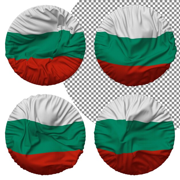 PSD bulgaria flag round shape isolated different waving style bump texture 3d rendering