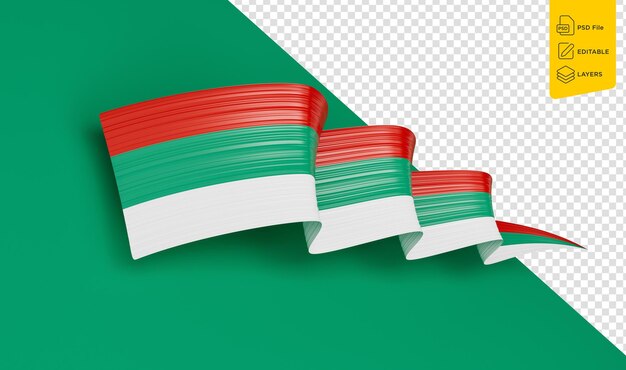 Felice giornata della liberazione della bulgaria 03 marzo agitare bandiere isolate su sfondo verde illustrazione 3d