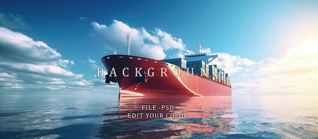 PSD 公海のバルク貨物船 青い空の光