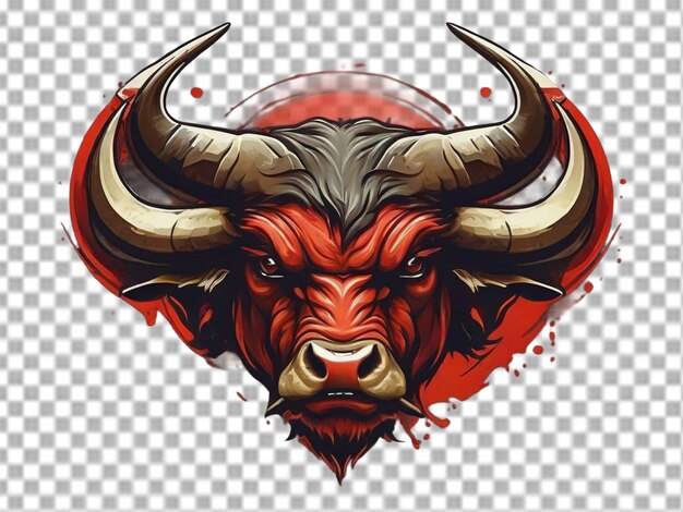 PSD bull face logo on transparent background