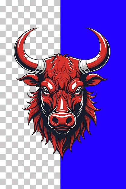 PSD bull head mascot isolated on transparent background