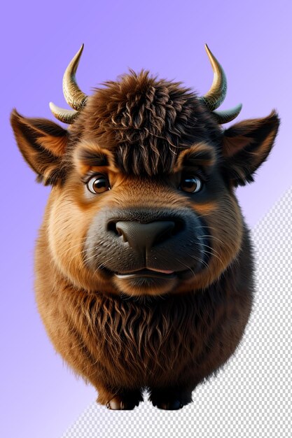 PSD a bull with a brown head and a purple background