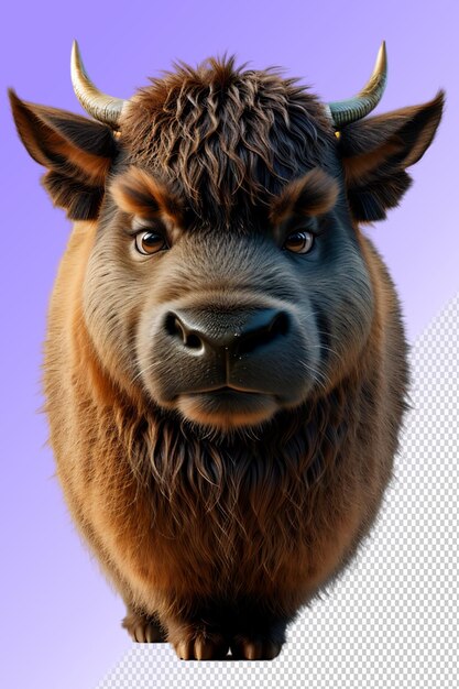 PSD a bull with a brown head and a purple background