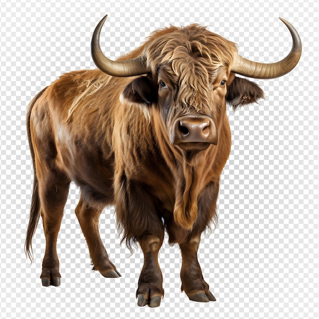 PSD Бык с рогами на белом фоне иллюстрация быка png генеративный ай