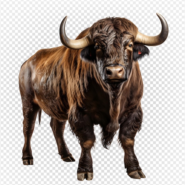 Toro con le corna isolate su sfondo bianco toro illustrazione png generativo ai